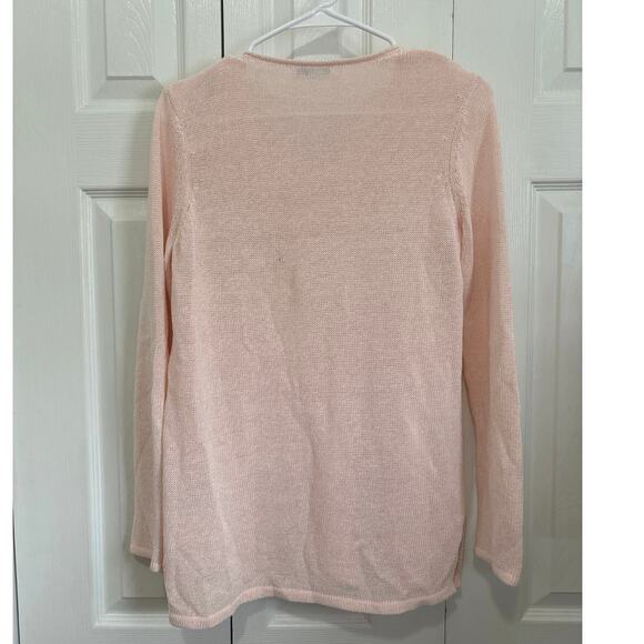 J. McLaughlin Baby Pink Soft Loose Knit V-Neck Sweater Size Medium - Picture 2 of 6